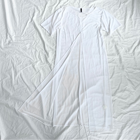 White sheer mesh overpiece with front slit - Picture 1 of 6